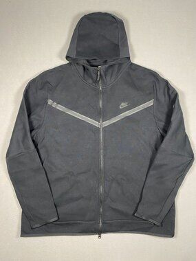 Nike Mens Full-Zip Hooded Jacket XXL Black Cotton Lightweight Casual Activewear